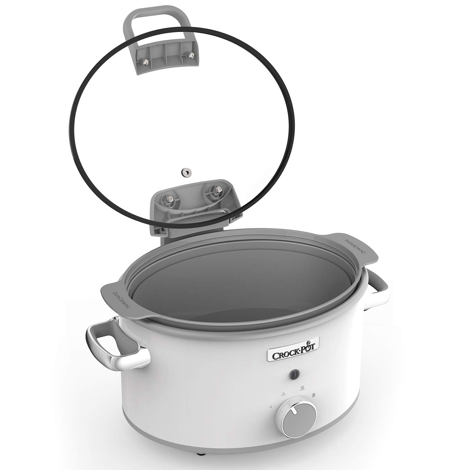 Crock-pot Pentola per Cottura Lenta, Slow Cooker, 4.5l, fino a 5 Persone, DuraCeramic, Sauté per rosolare su Gas e Induzione, Coperchio con Cerniera, 2 Impostazioni Cottura e Funzione Warm, Bianco