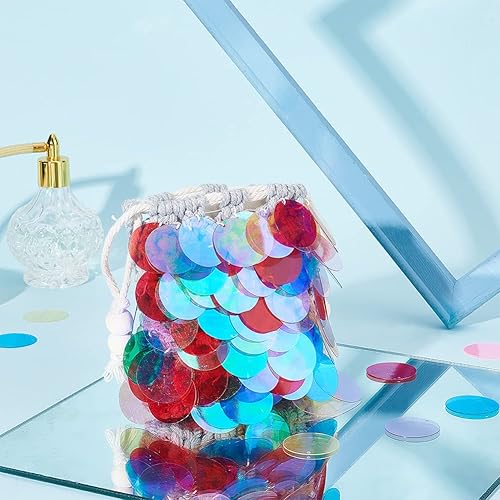 Miniatura 2 de PH PandaHall Lentejuelas grandes de 8.47 oz para manualidades, 8 colores planos, redondos, lentejuelas sueltas de PVC y lentejuelas para bordados,