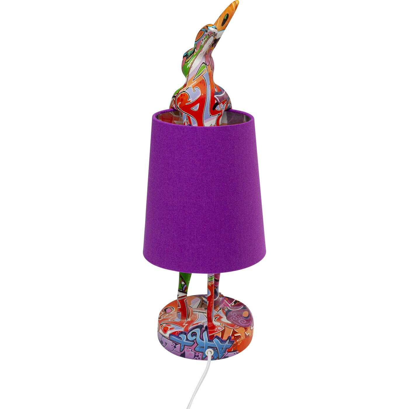 Kare Design Tischleuchte Animal Rabbit, Graffiti/Lila, Modern, Hasenleuchte, Tischlampe, Schlafzimmerlampe, Tiermotiv, kein Leuchtmittel enthalten, 50x17x20 cm (H/B/T)