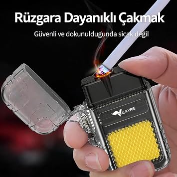 Valkyrie 3 Mod Fenerli USB Type-C Şarjlı 3 Modlu Güçlü COB Işıklı Rüzgara Dayanıklı Isıtıcı Tel Çakmak