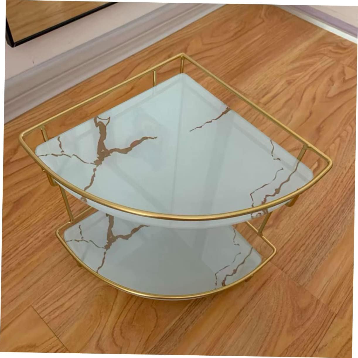 Mobestech Corner Shelf Cosmetics Storage Rack Double-Layer Bathroom Storage Organizer