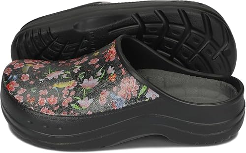 BeComfy Damskie i Męskie Chodaki Piankowe Bardzo Lekkie Klapki Unisex Zakryte Moro lub Kwiatki 36-46 EU/Czarny w kwiatki, 37