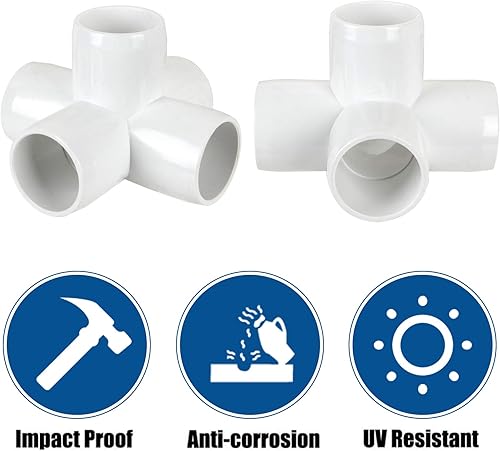 Miniatura 4 de Paquete de 12 codos de PVC de 5 vías de 1 pulgada, conector de PVC cruzado de 5 vías para construir muebles de PVC resistentes, junta de tubería de