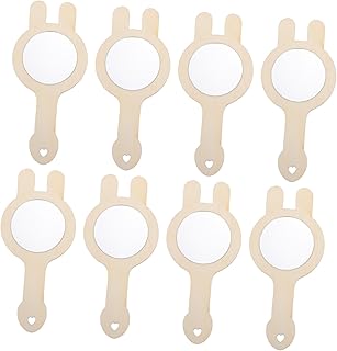 Toddmomy 8 Piezas Espejo de tocador de Madera Espejos para del hogar Juguete de Espejo sin terminar Juguete de Espejo de impresión de Bricolaje Adorable Juguete de Espejo para