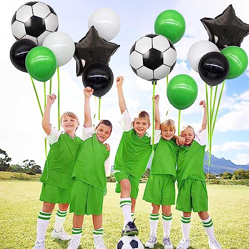 Image of AR GIFTZADDA 4D Football Black White Green Balloons Bouquet for 7th Birthday, 24 Inch Soccer Foil Balloons Football Party Decorations for Boys World Cup Theme Party (7th Bday kit, Football Foil)