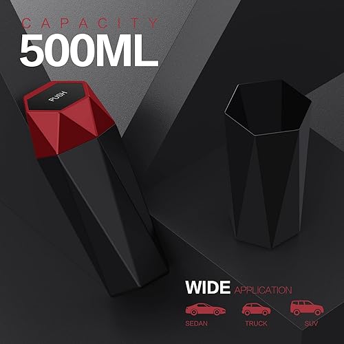 Miniatura 4 de Basurero portátil para automóvil con tapa, cubo de basura portátil para automóvil, diseño de diamante, para automóvil, hogar, oficina, cocina,