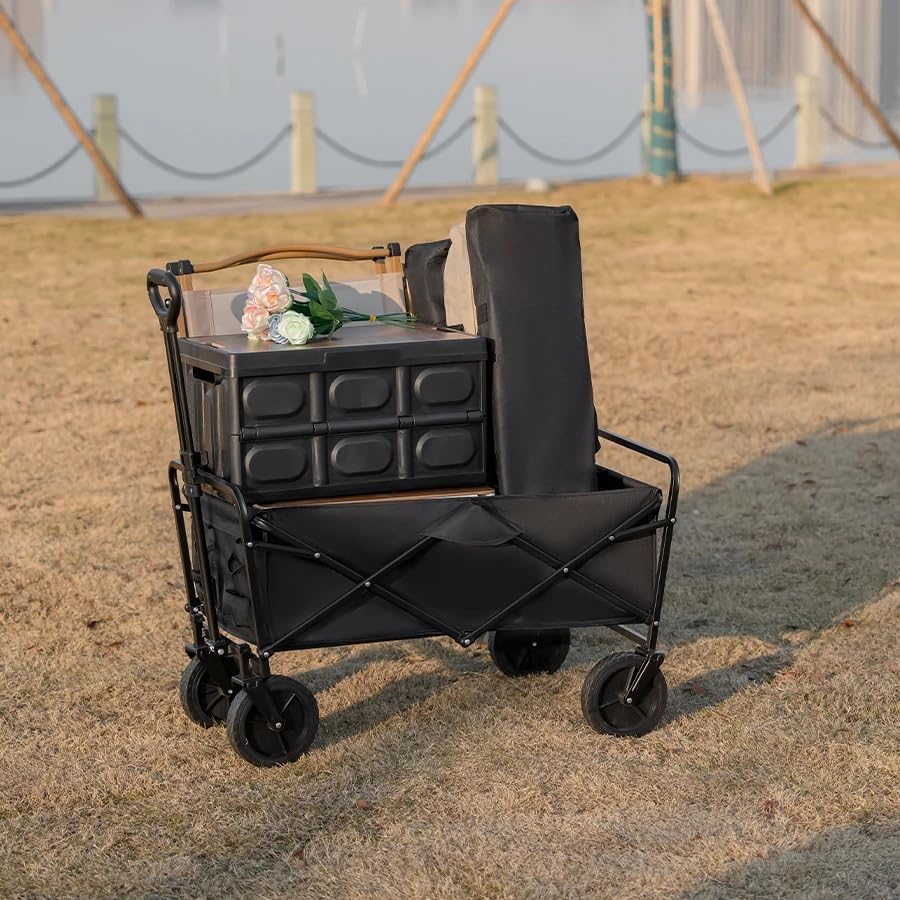 PATUKSHOP-Carro de Mano Plegable Carrito de Transporte para Jardín Casa Almacén Playa 4 Ruedas Bolsa