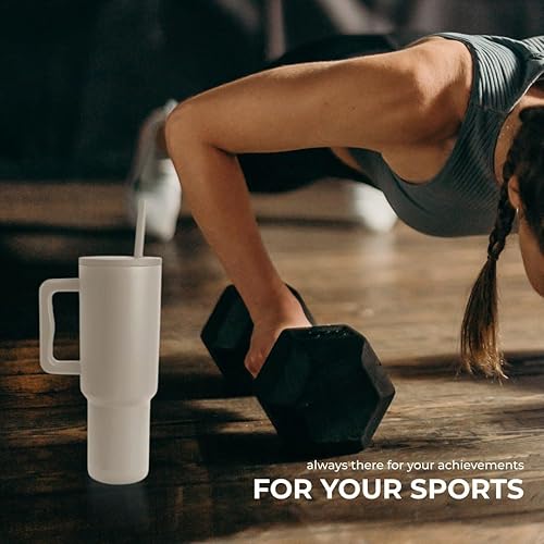 Miniatura 6 de Vaso de agua de acero inoxidable aislado de 40 onzas con asa y tapa, taza de viaje reutilizable para bebidas calientes y frías, regalo ideal para