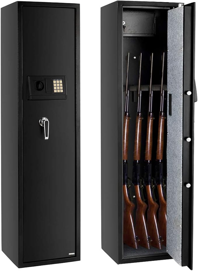 Amazon.com: FCH Black Rifle Safe, 5 Gun Locker with Pistol/Ammo Lockbox ...