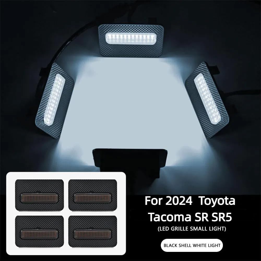 2024-2025 4 LED Front Grille Light, Compatible for Toyota Tacoma SR/SR5 OEM Off-Road Front Grille Light with Wiring Harness and Fuse (White)