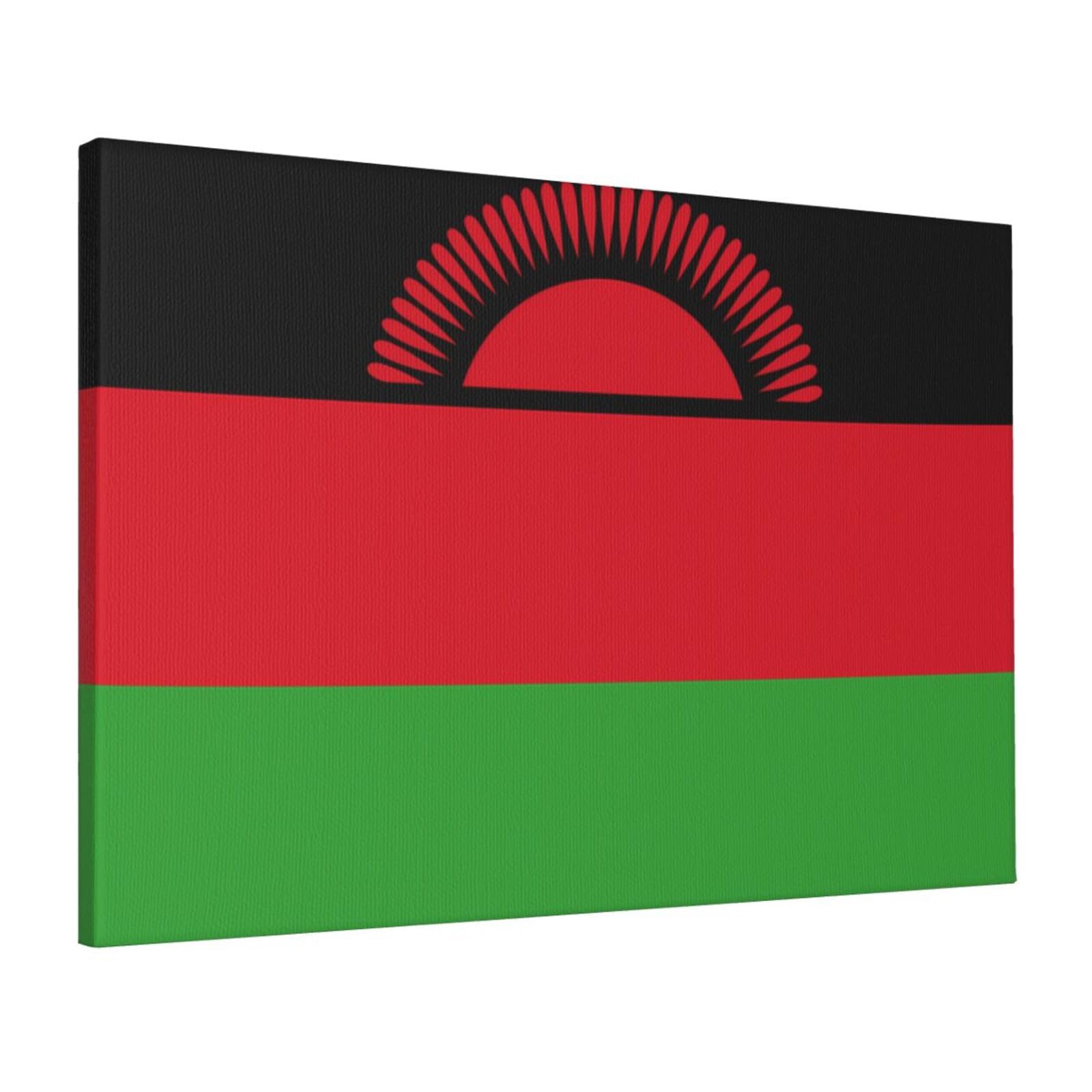 CNTDBU Flag of Malawi Canvas Wall Art 16x24 Inch-Large Modern Painting Print for Living Room, Framed Ready to Hang Artwork for Bedroom
