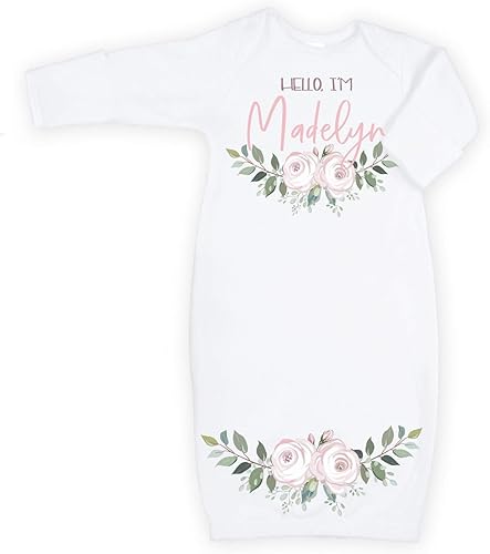 Personalized Newborn Baby Girl Sleeper Gown With Name