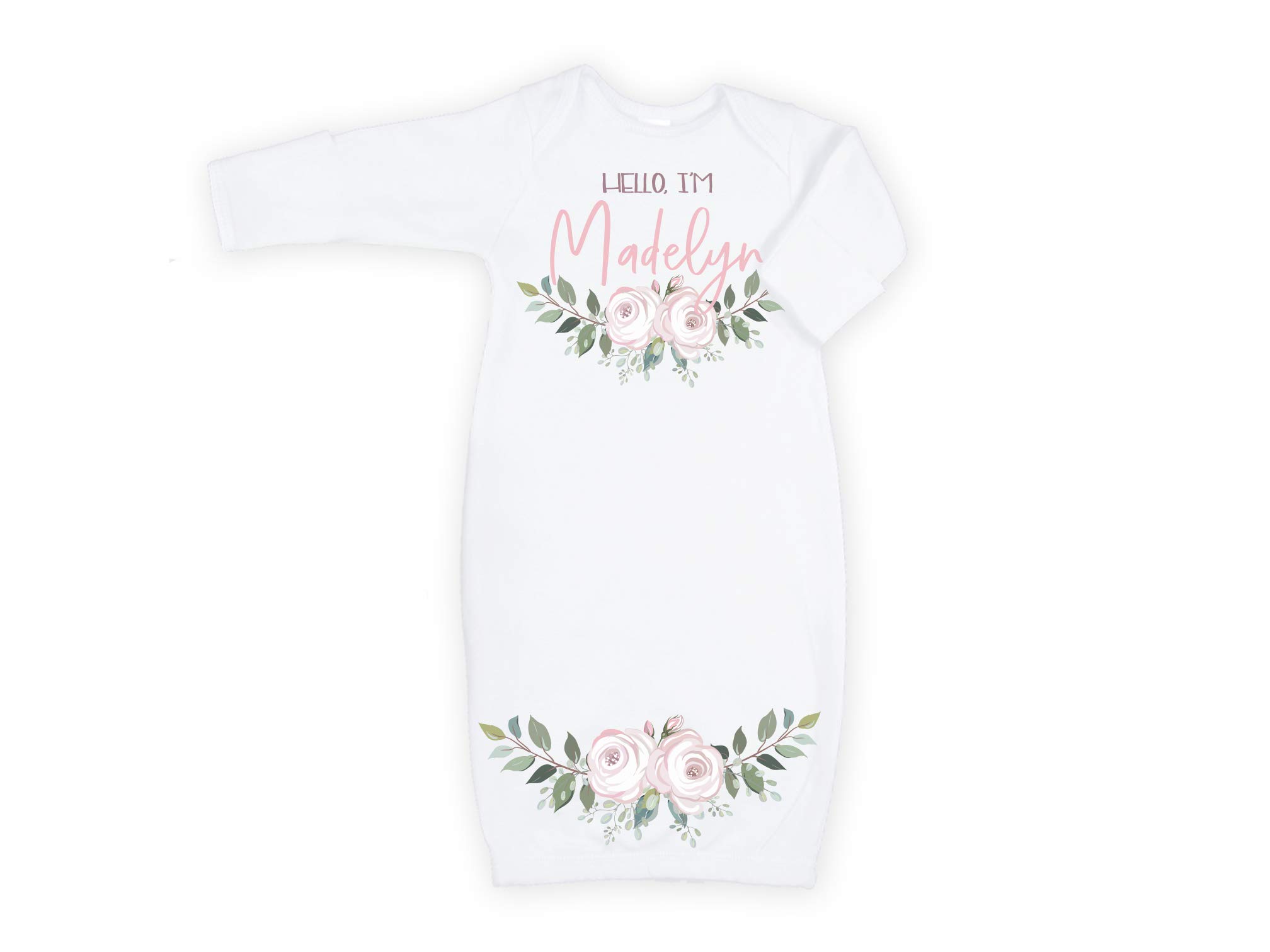 Personalized Newborn Baby Girl Sleeper Gown With Name