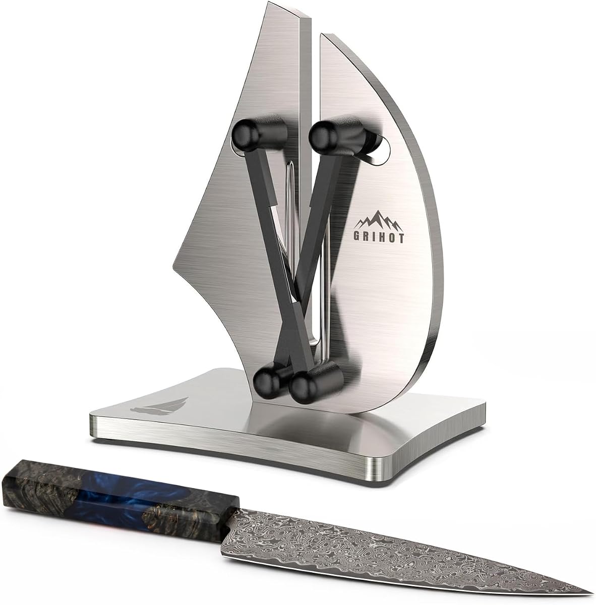VN3 Professional Knife Sharpener | 3-Action Tungsten Carbide | For Repair, Restoration and Sharpening, Easy to Use, Replacement Blades Included, Soild and Durable, Sailboat Shaped Design