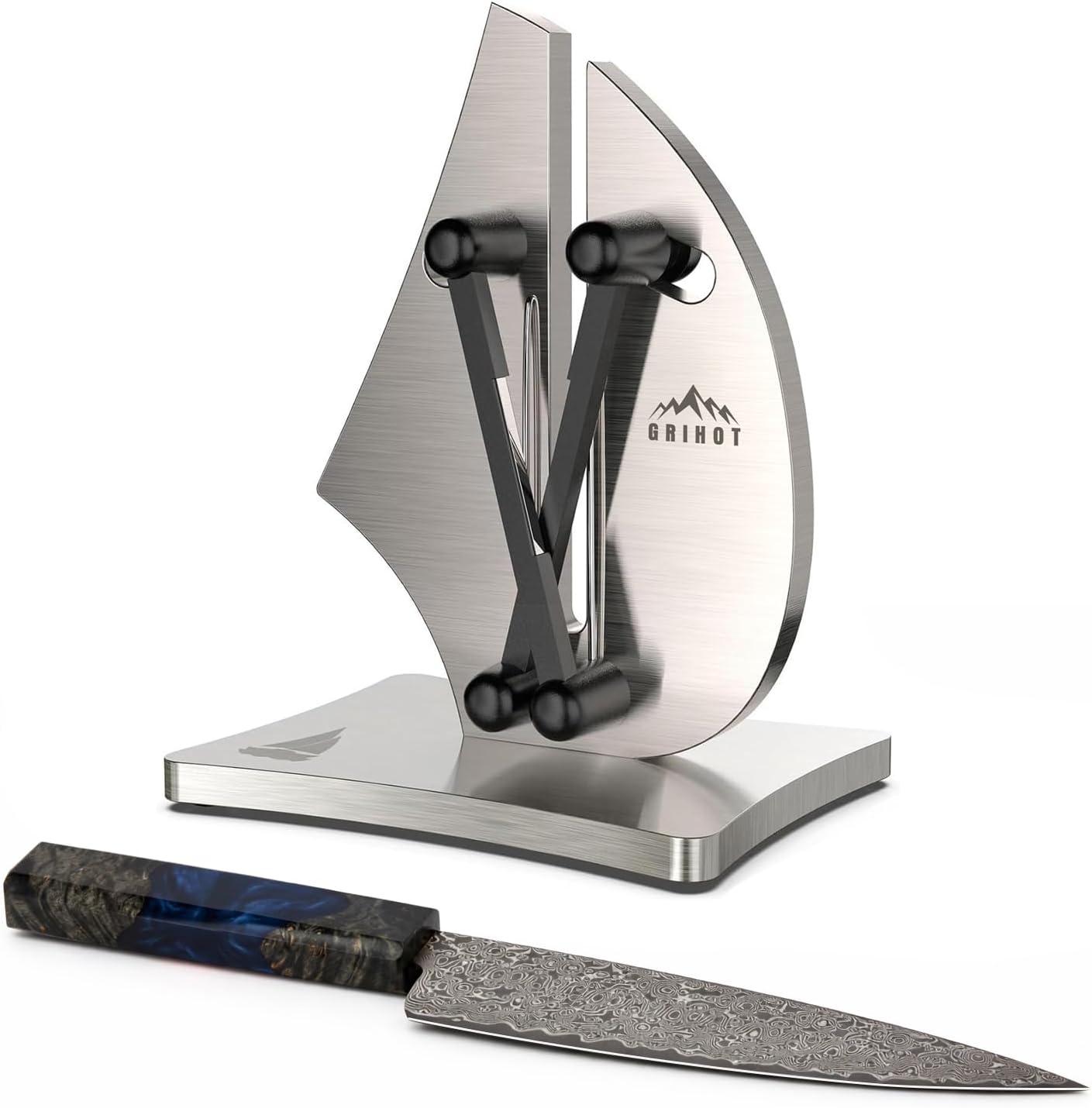 - VN3 Professional Knife Sharpener | 3-Action Streamlined Sailboat Design for Effortless Knife Sharpening - The Ultimate Tool for Precision 11 to 21 Degree Angles (Upgrade Stainless Steel)