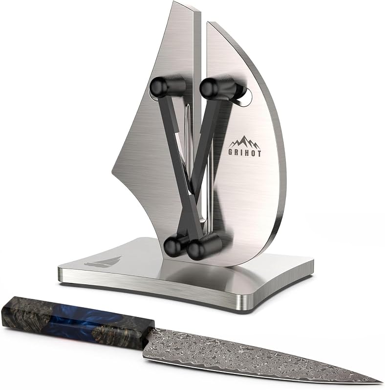 VN3 Professional Knife Sharpener | 3-Action Tungsten Carbide | For Repair, Restoration and Sharpening, Easy to Use, Replacement Blades Included, Soild and Durable, Sailboat Shaped Design