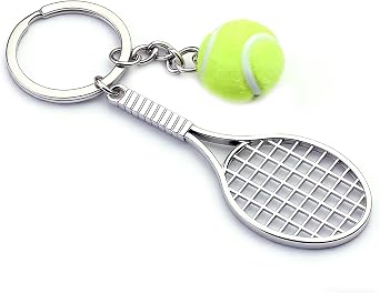 Tennis Keychain 1 Pack, Mini Metal Racket Keyring Gift for Tennis Fans