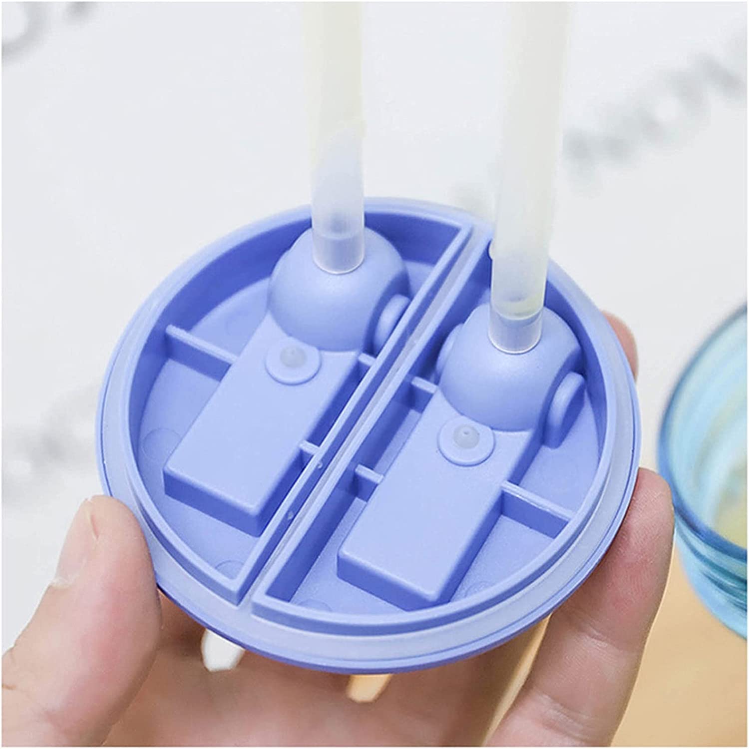 Butelka,Szczelna 420 Ml Wielokrotnego Użytku Śliczne Podwójne Napój Plastikowa Butelka Wody Oddzielne Przenośne Smoothie Kubek Herbaty Mleka Kreatywny Prezent Napoje(Purple)