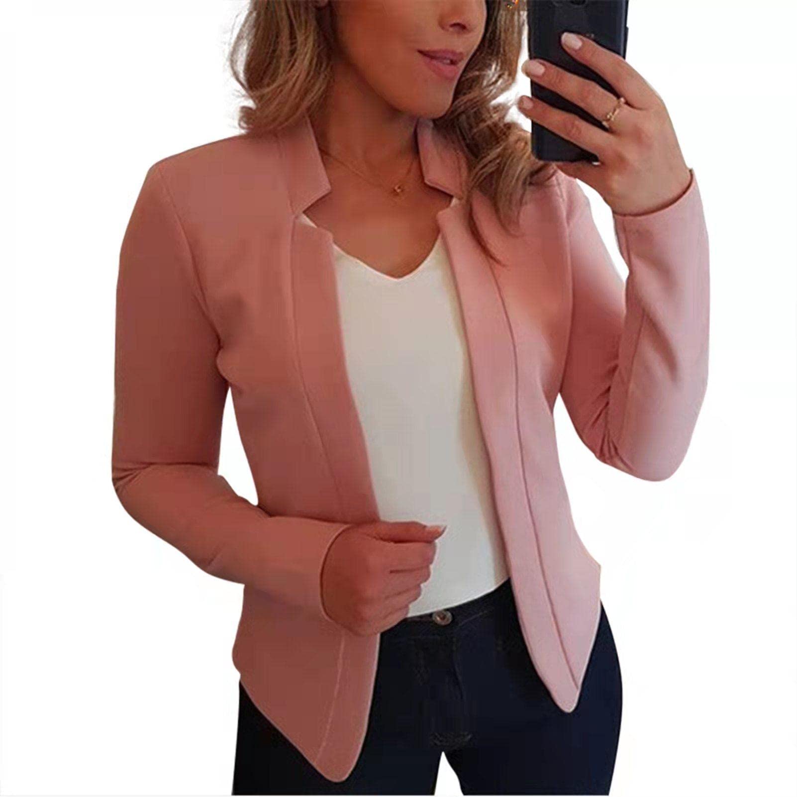 CololuraWomen's Casual Loose Blazer Long Sleeve Open Front Cardigan Jackets Elegant Coats