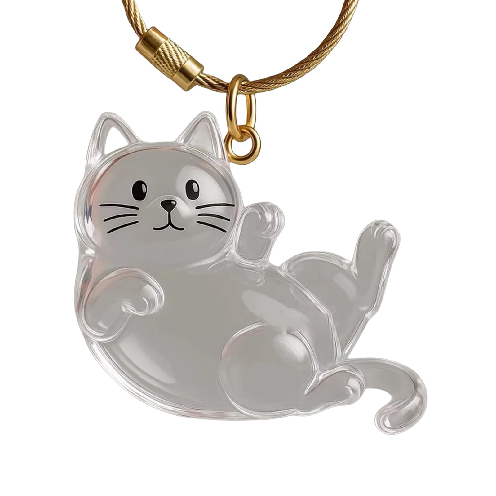 Oxxggkao Clear Acrylic Cats Hair Collector with Cats Pendant Decoration Keychain Furs Container for Travel Friendly Hair Collector Keychain