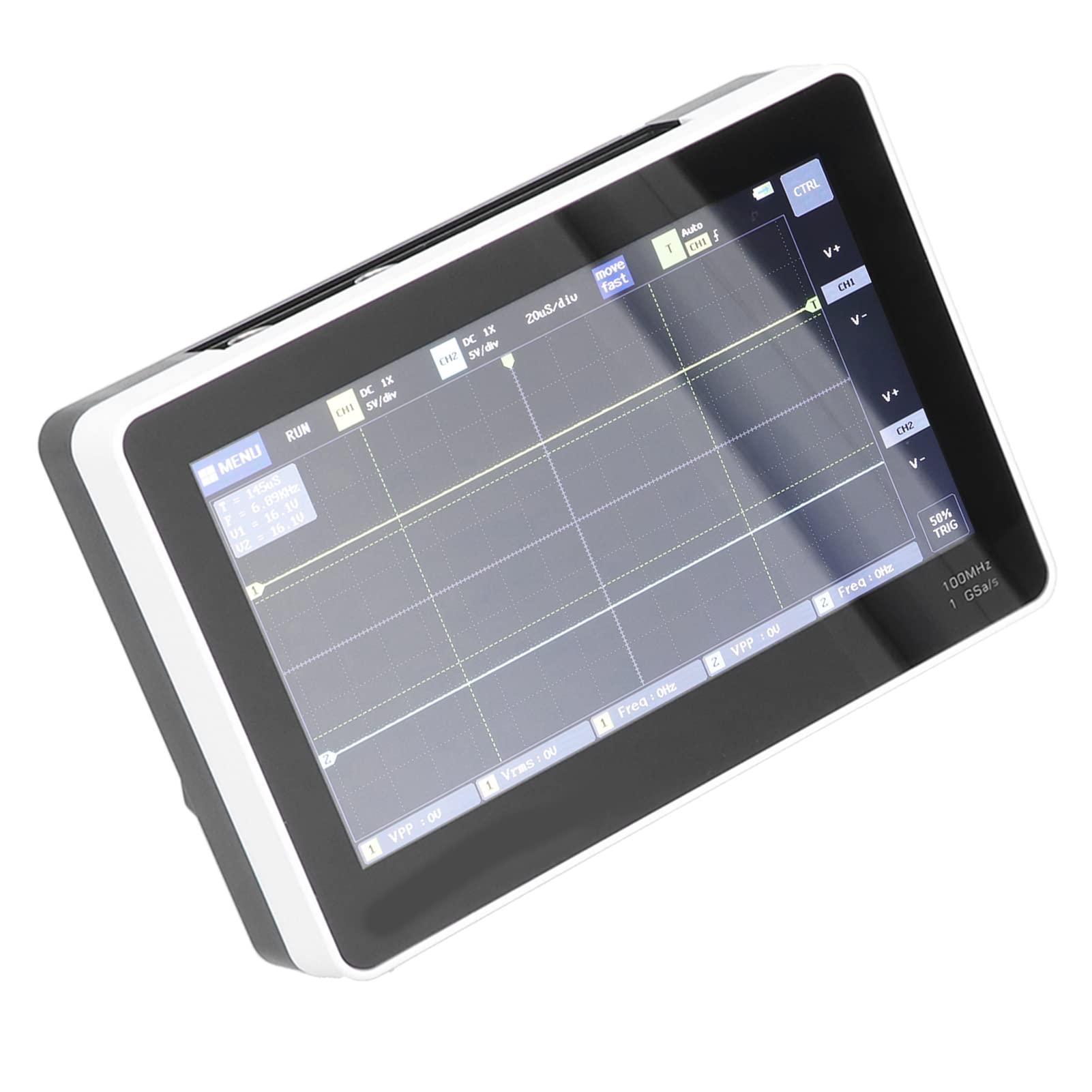 Osciloscopios Digitales Osciloscopio con Pantalla Táctil USB de 2 Canales 100MHz 1GSa por S con 7 Pulgadas TFT LCD 6000mAh FFT Almacenamiento para Asistencia Remota Pruebas Electrónicas