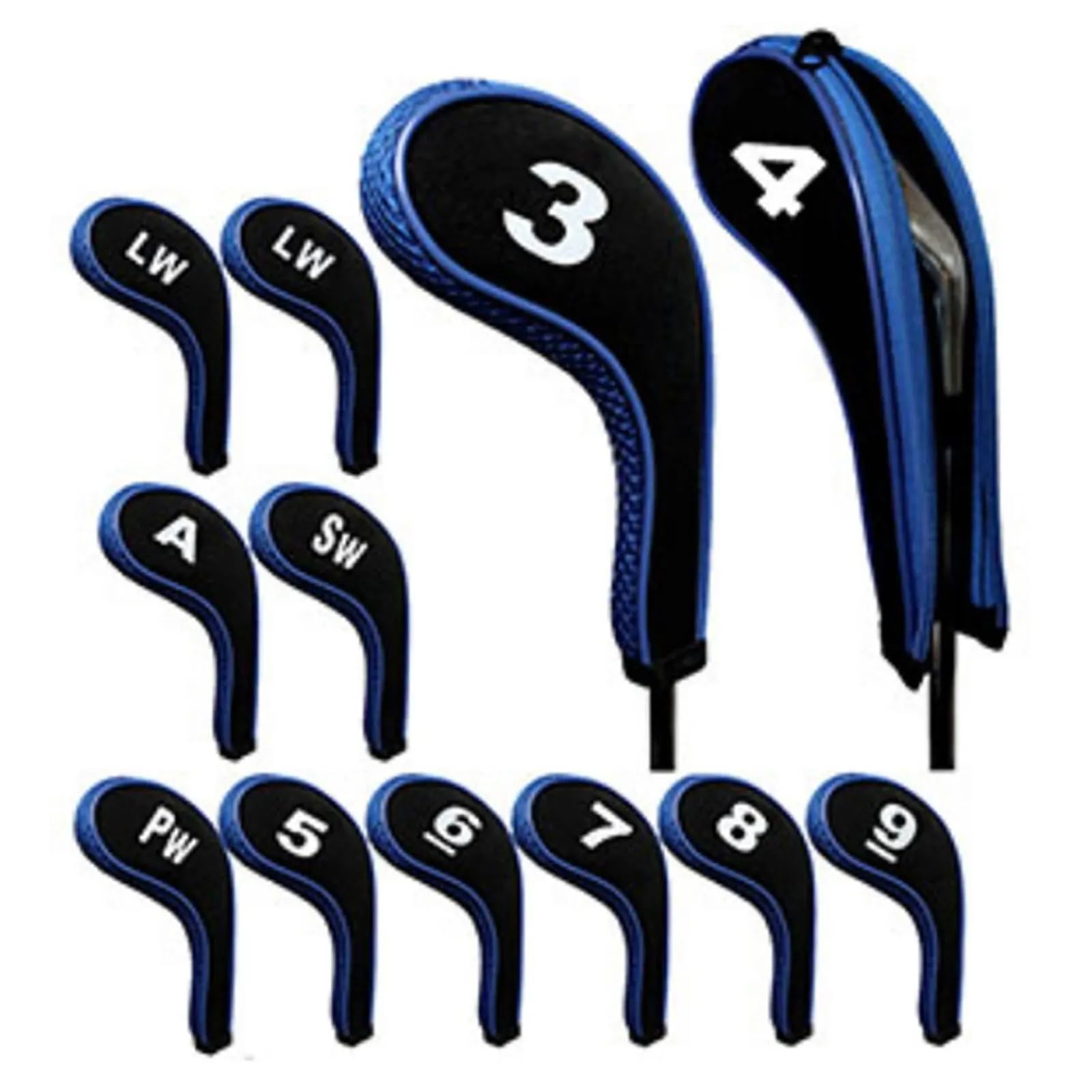 Fundas de hierro para cabeza de palo de golf, con cremallera, para todos los palos de golf y conductores (C)