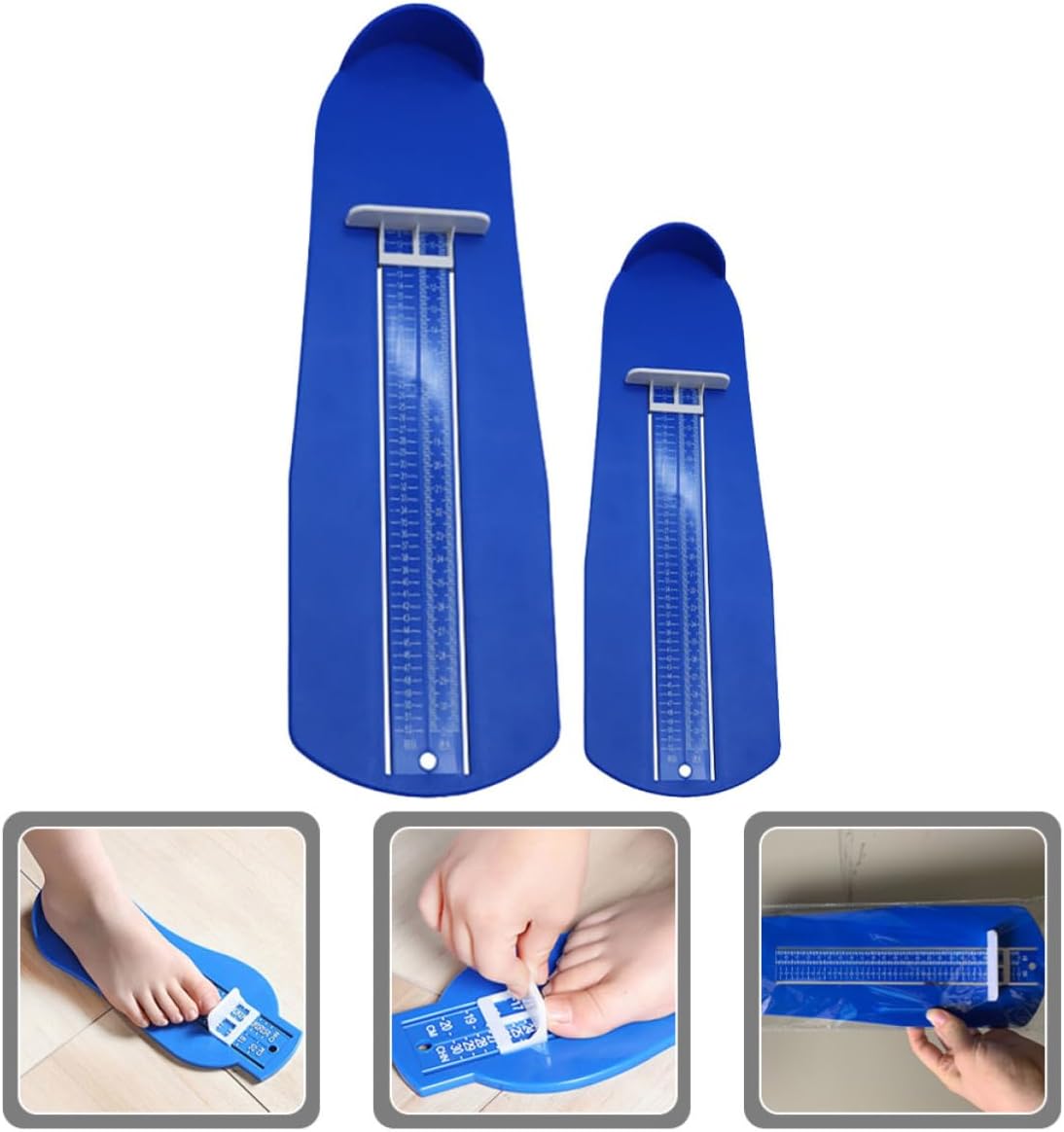 MAGICLULU 2 Pcs Shoe Measuring Device with Accurate Scale, Plastic Foot Measurement Ruler and Babies, Blue Foot Measurer and Shoe Size