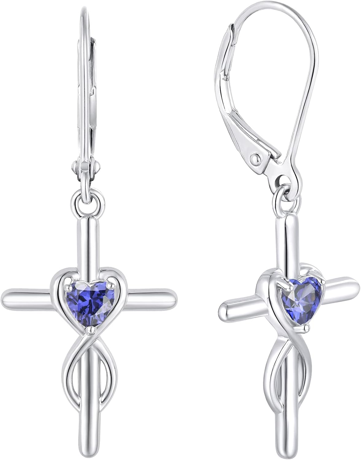 JO WISDOM 925 Sterling Silver Cross Infinity Heart Dangle & Drop Earrings with 5A Cubic Zirconia