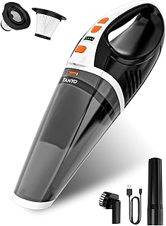 TANYO Aspirador de Mano Coche, 10000Pa Aspiradora de Mano Potente Sin Cable, 2 Niveles Recargable Mini Aspiradora, Portatil Aspirador Coche para Pelo De Mascotas, Hogar, Oficina