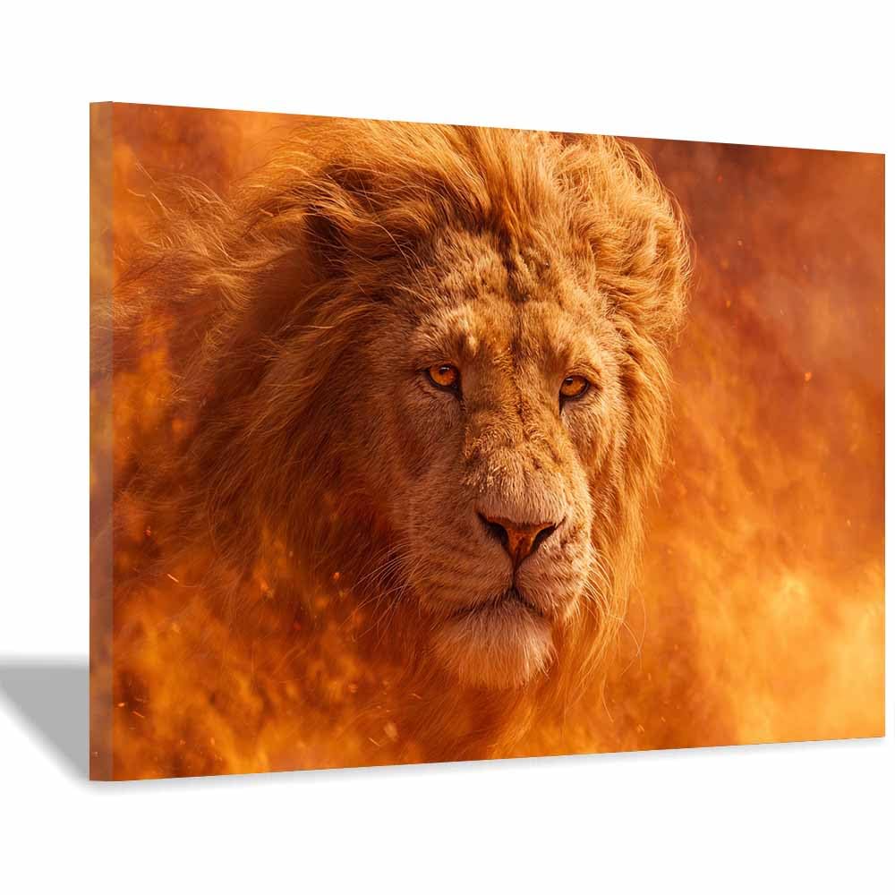 Tableau lion abstrait de luxe CUDAOO grand format marron encadré - 7