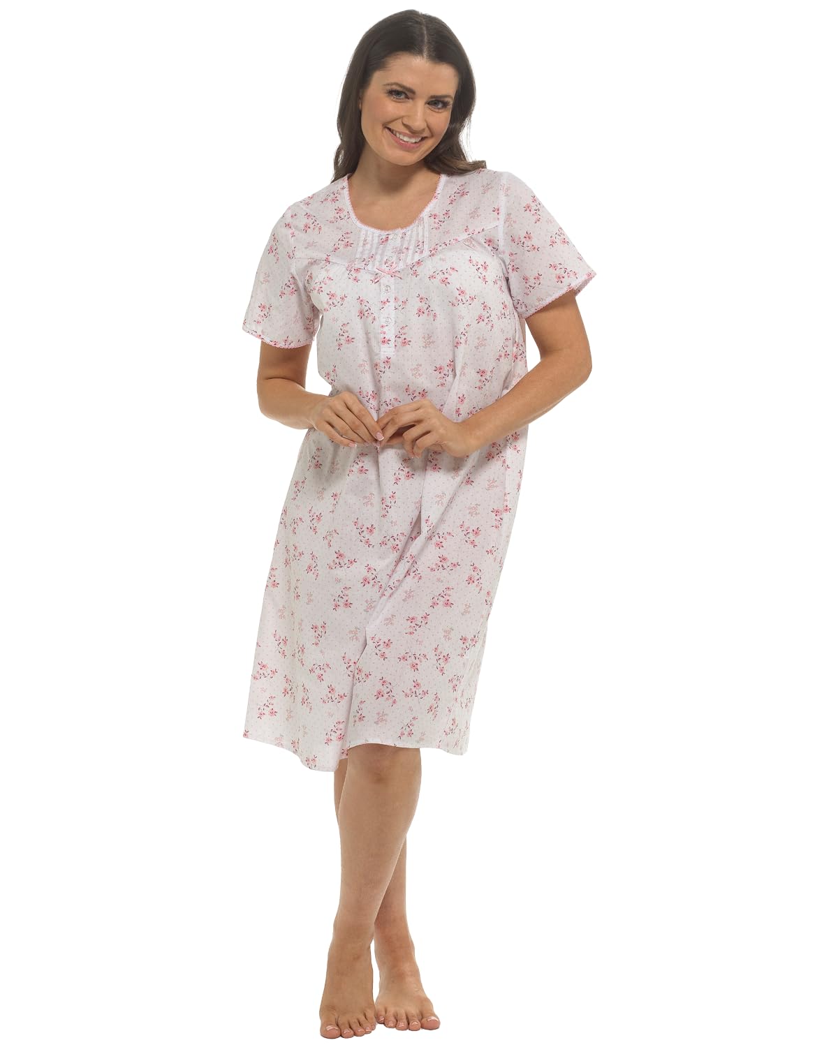 Slumber Hut Ladies 2 Pack Short Sleeve Floral Nightie - Pink - 14-16