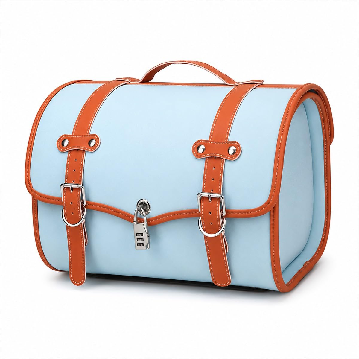 Baannaww Motorcycle Rear Seat Tail Bag 39×32×28cm, PU Leather Lockable Storage Trunk Bag for Scooter, E-Bike and Moped, Rear Rack Luggage Box for Half Helmets, Riding Gear and Daily Items
