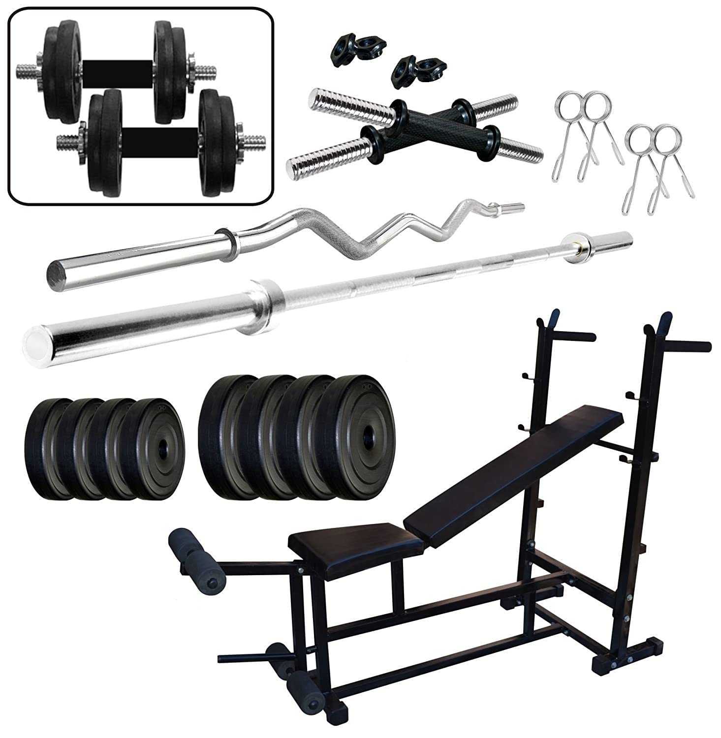 BEACON INTERNATIONAL Home Gym Combo with 6 in 1 Bench(Double Support), 30 Kg Weight Plates, 3ft Curl Rod, 5 Ft Straight Rod for Home Gym Set-image-15