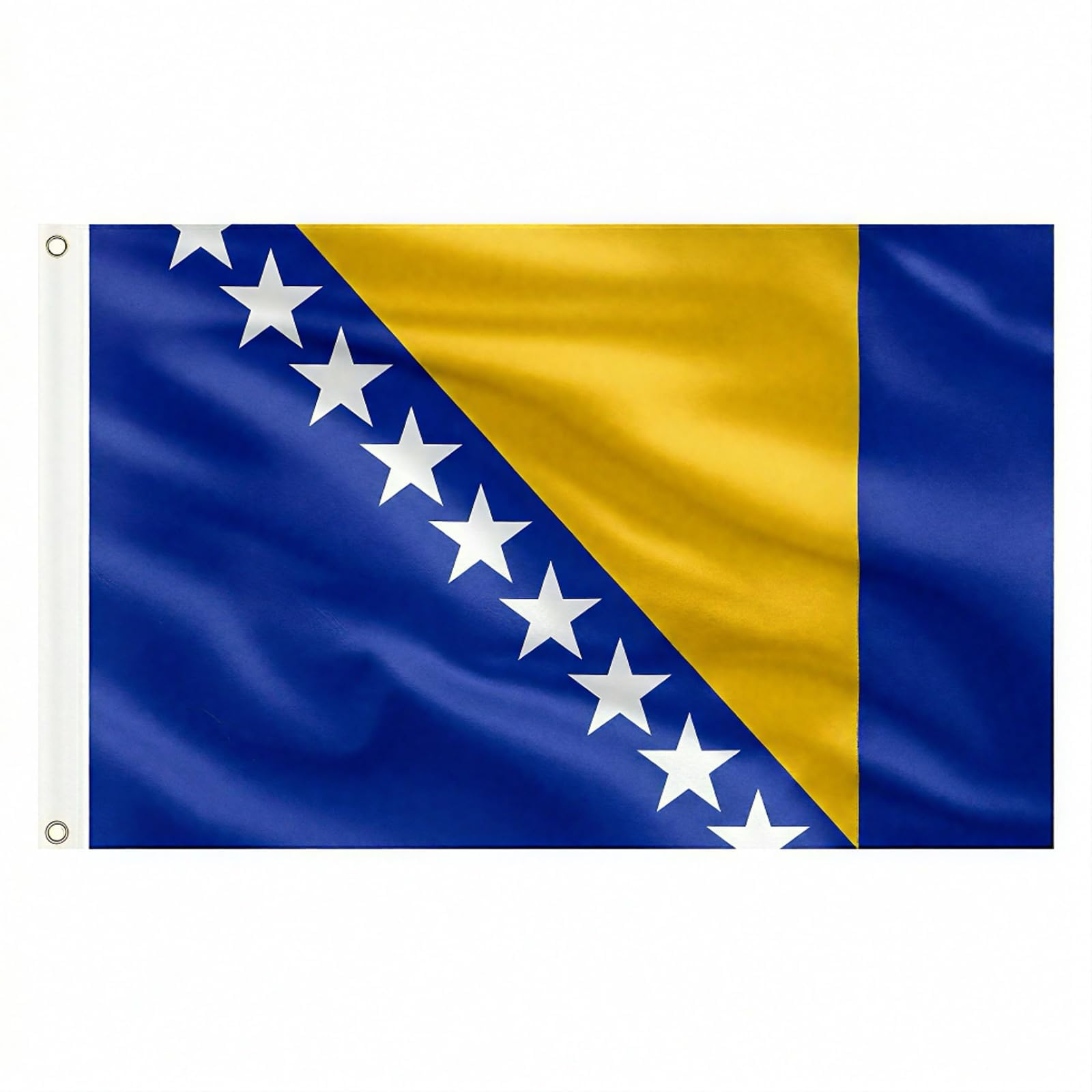 AhfuLife Bosnia and Herzegovina Flag 5ft x 3ft for Party Decor, 4Pcs Large Bosnia-Herzegovina Flag Polyester Double Side with Brass Eyelets for World Cup Garden Street Indoor Outdoor