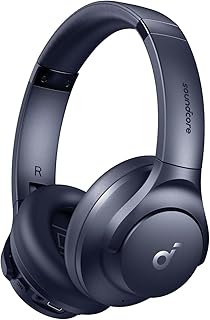 ساوند كور سماعات راس Q20i هايبرد اكتيف بخاصية الغاء الضوضاء من انكر بلوتوث لاسلكي فوق الاذن وقت تشغيل طويل 40 ساعة صوت عالي الدقة جهير كبير تخصيص عبر تطبيق وضع الشفافية مثالية للسفر أزرق