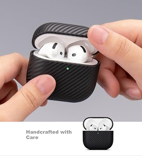 Miniatura 4 de LOPIE Funda de cuero para AirPods de 4 generación, hecha a mano, hecha a mano, hecha de piel auténtica, funda protectora rígida para AirPods, estilo