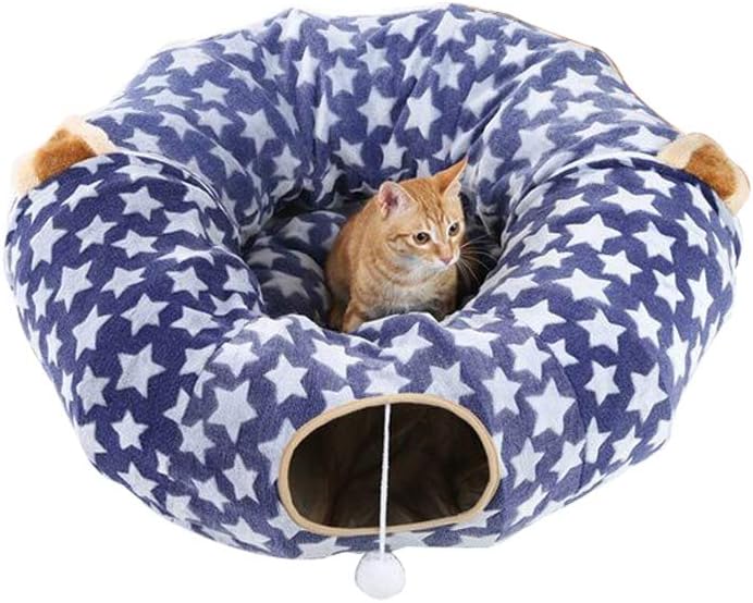 One PETS-TOP Katzenbett Rund 50cm - Flauschiges Katzenkissen Waschbar & Rutschfest