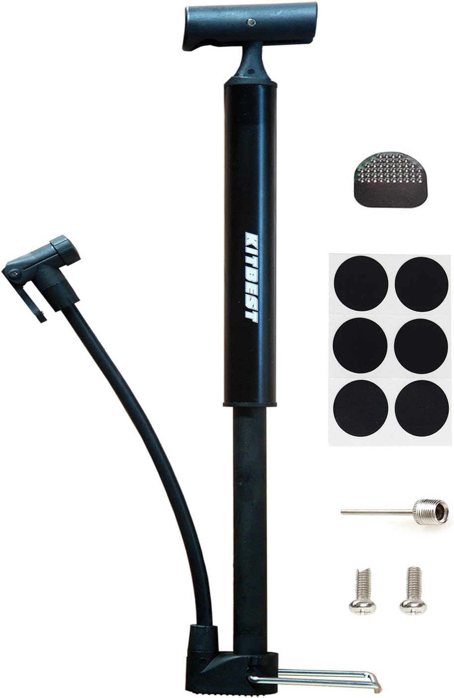 Bike Pump Kitbest Aluminum Alloy Portable Bike Floor Pump Mountain Road Hybrid BMX Bike Tire Pump Floor Bicycle Air Pump Compatible with Presta Schrader Valve Sports Ball Black