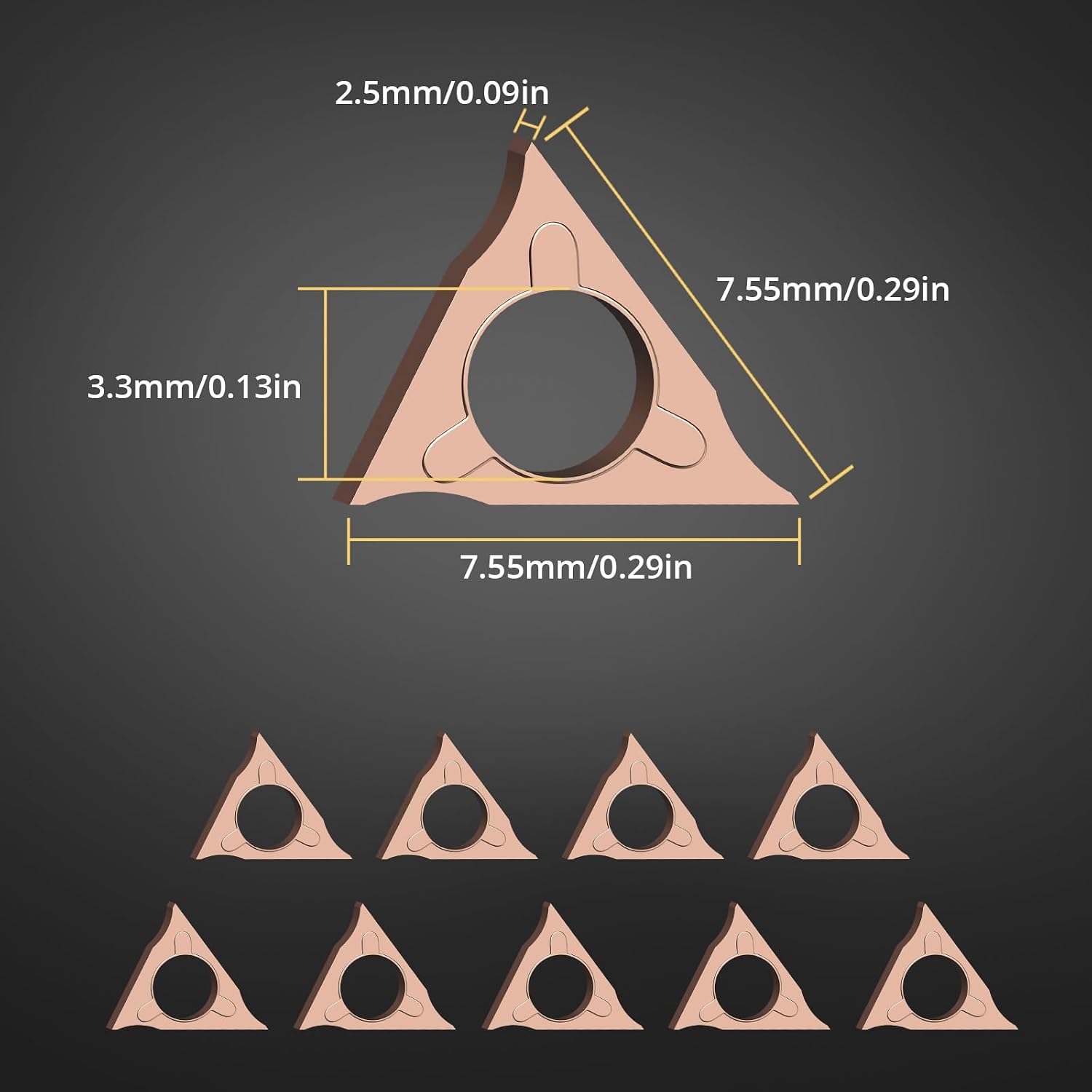 AMTOVL 10PCS Triangle Cutter Heads R Angle for Pneumatic Chamfering Machine image 2