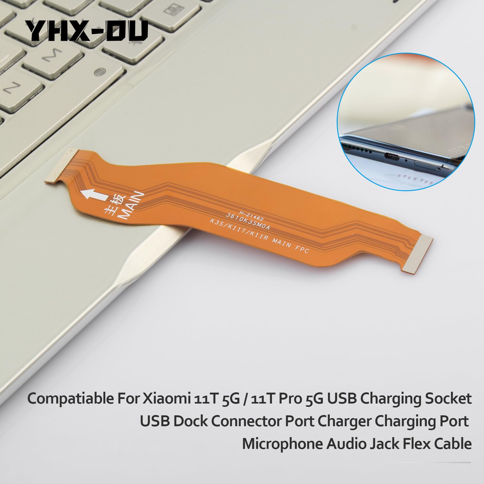 Cable Flex de Repuesto para Xiaomi 11T 5G 21081111RG Xiaomi 11T Pro 5G 2107113SG 2107113SI 2107113SR FPC Cable Flexible para Conexión a la Placa Base +Herramientas