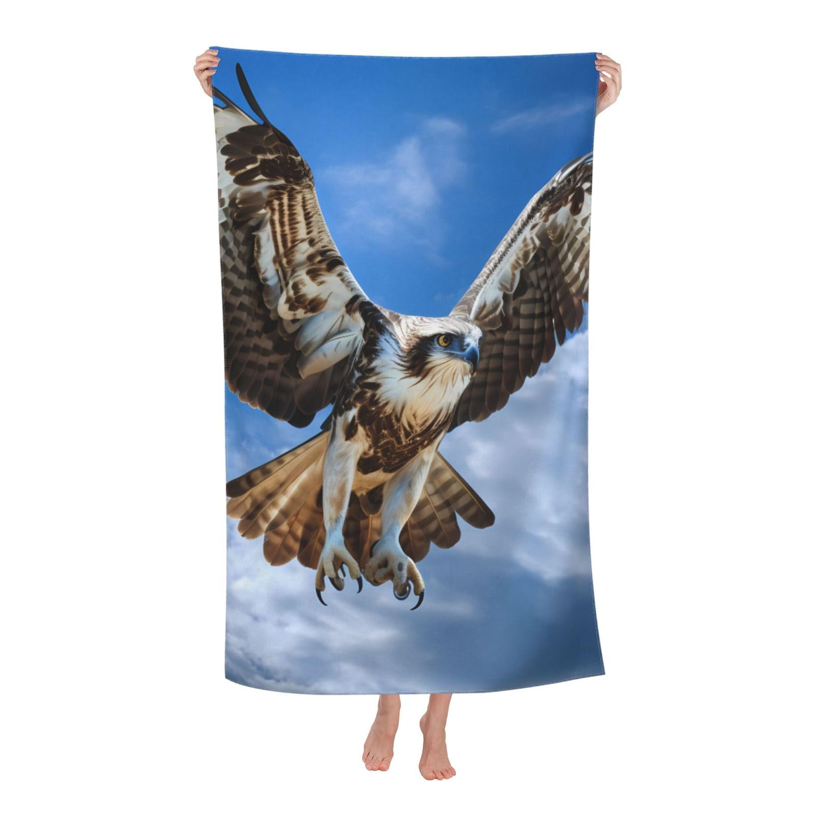 LSRCPD Beach Towel Osprey Flying North USA Microfiber Beach Towels Blanket Oversized Tropical Big Extra Large XL Pool Towels Quick Dry Sandproof for Women Girls Kids