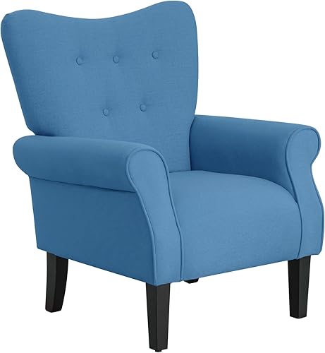 Mellcom - Sillón moderno, sillón con respaldo alto,Sofá individual tapizado con tela y con patas de madera para sala de estar, dormitorio,Club