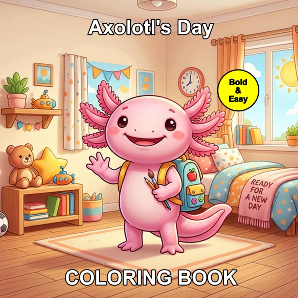 Axolotl's Day: Bold and Easy Coloring Book of Daily Activities for Toddlers and Kids