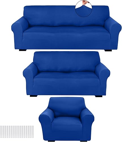 Peryiter Juego de 3 Fundas para Sofá, Cubiertas de Muebles para Sofá, Loveseat, Sillón, Ajuste Perfecto Elástico, Sin Arrugas, Protector de Muebles