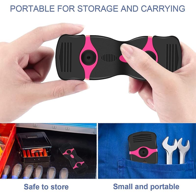 21pcs Multi-Purpose Razor Blade Scraper, Double Edged Scraping Tool with 10 Pcs Razor Blades, Paint Scraper for Glass, Floor Door & Wall Cleaning, Pink