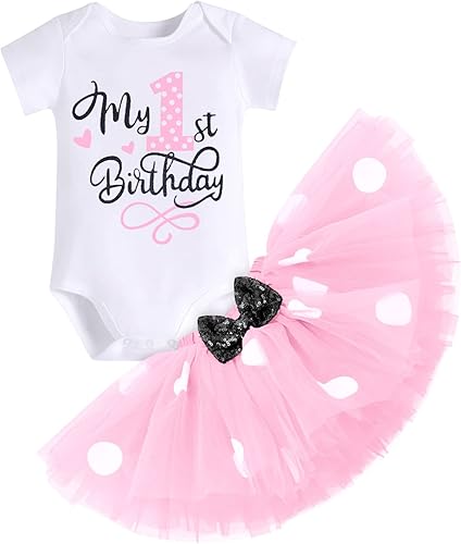 Miniatura 3 de Conjunto de falda de princesa para bebé niña de 1, 2 y 3 cumpleaños, con lunares, vestido tutú, diadema, falda de princesa, sesión de fotos