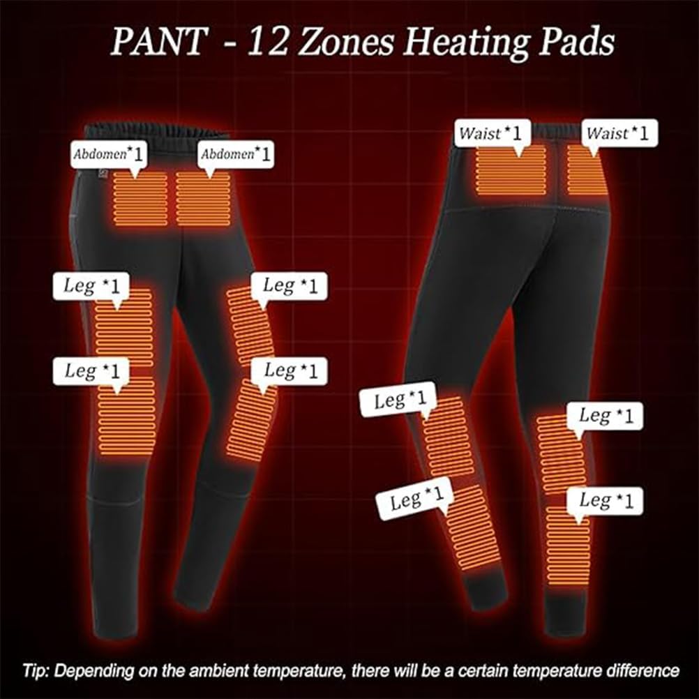 Heated Thermal Underwear Set for Men, 28-Zone Heating with USB Charging, Washable Electric Warm Thermals Top and Bottoms,3XL