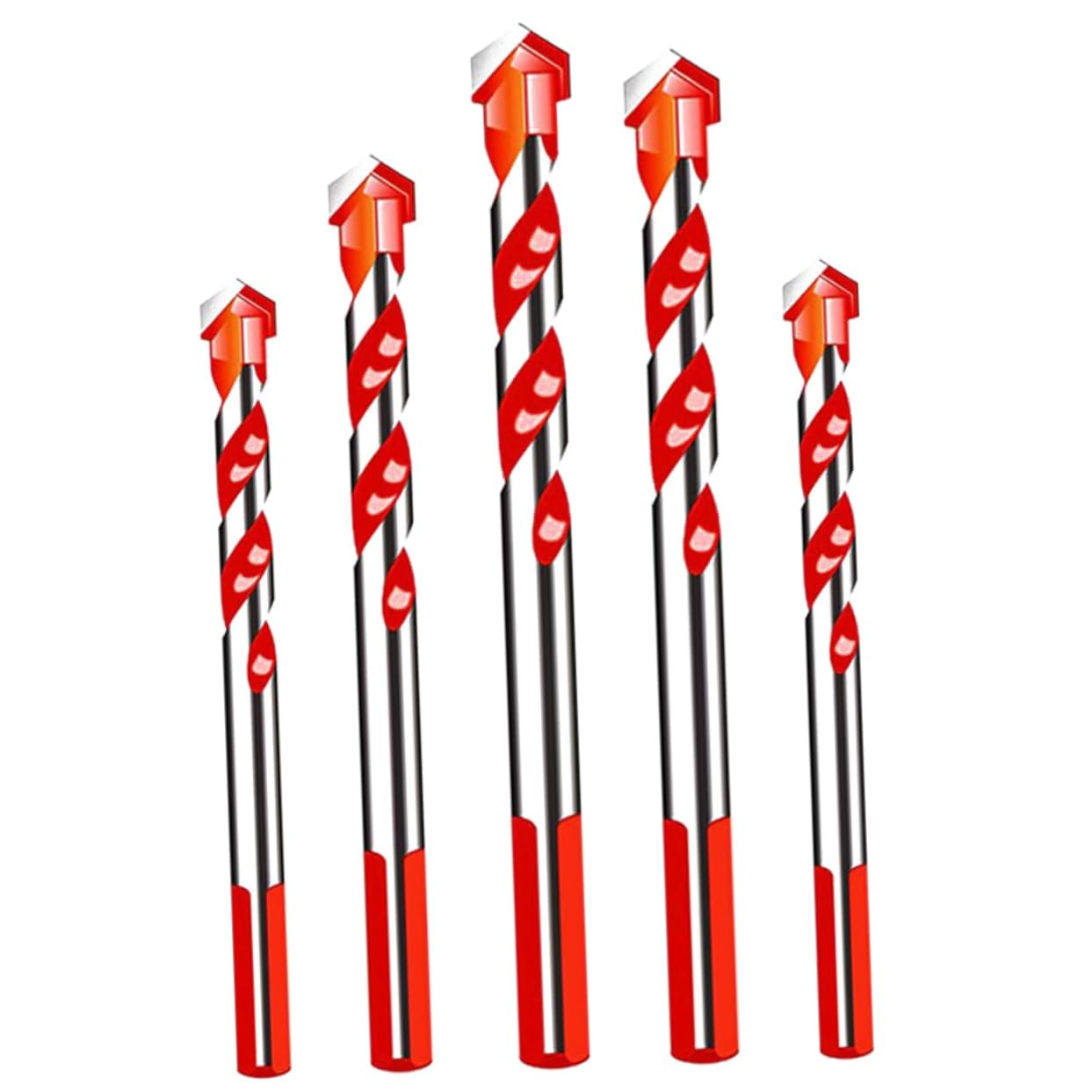 DECOMELODY 5Pcs Multi Functional Carbide Drill Bit Triangle Drill Bits for Ceramic Glass Concrete Marble Wood High Hardness Spiral Design for Efficient Drilling