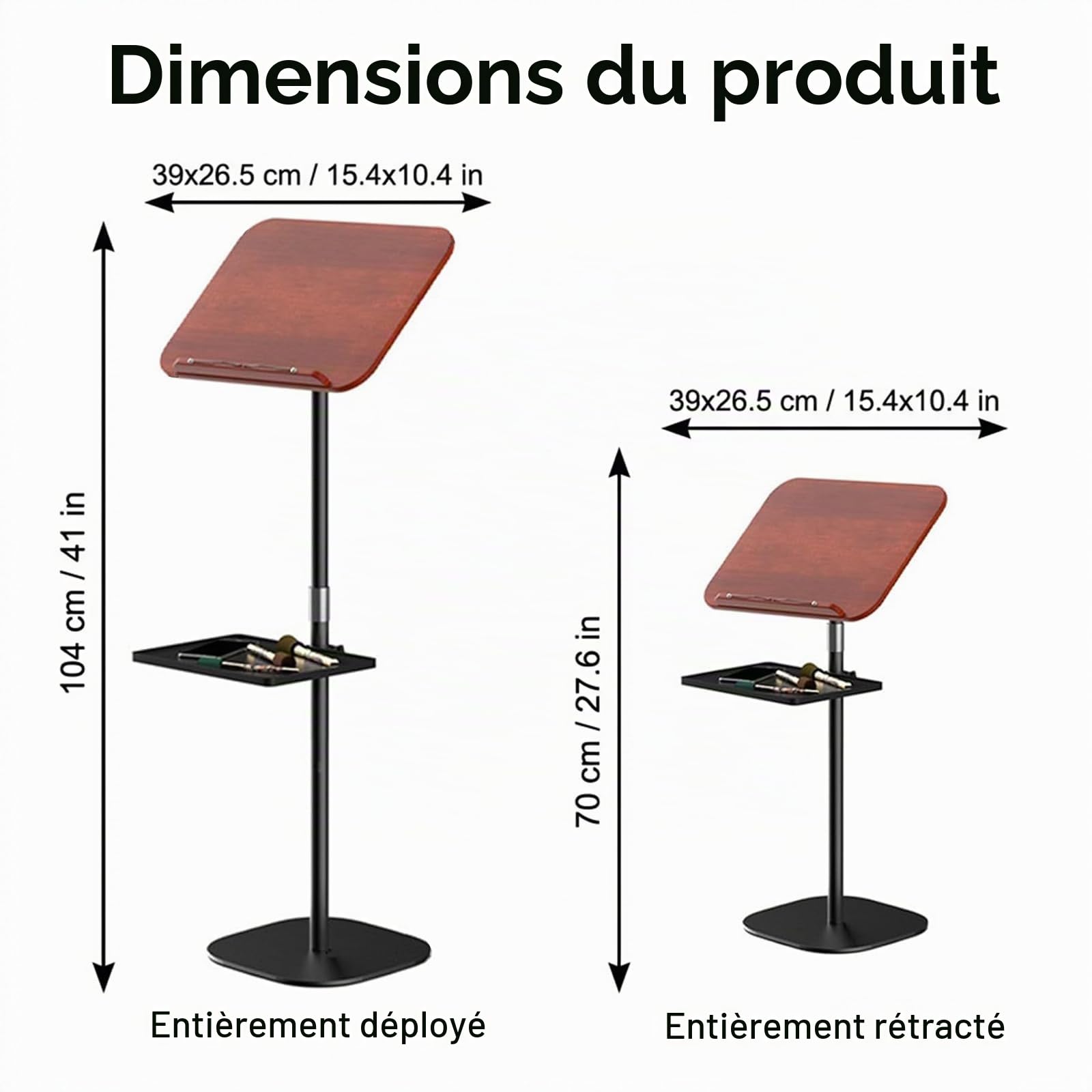 Support livre et ordinateur réglable, pupitre lecture bureau debout