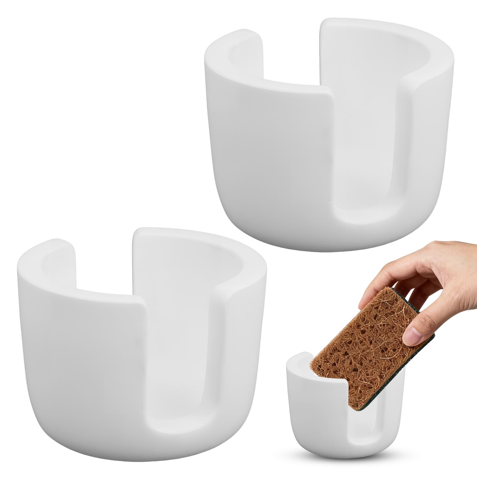 2Pcs Ceramic Sponge Holder, Diatomite Stone Sponge Holder for Bathroom, Kitchen, Sink, Special Gray